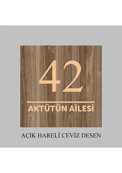 Kapı Numarası ,ahşap Desen 15X15CM Aliminyuma Baskı , Kişileştirilebilir Üründür