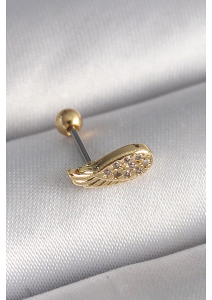 Gold Renk Zirkon Taşlı Kanat Tragus Piercing - EBJ241123W29419