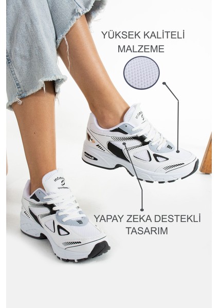 Kadın Beyaz Spor Ayakkabı Günlük Rahat Air Taban Sneaker N110