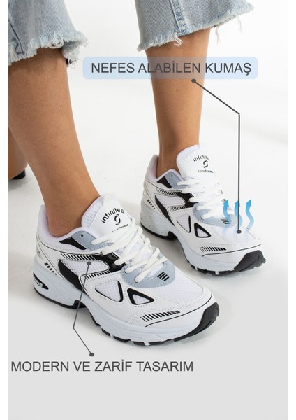 Kadın Beyaz Spor Ayakkabı Günlük Rahat Air Taban Sneaker N110