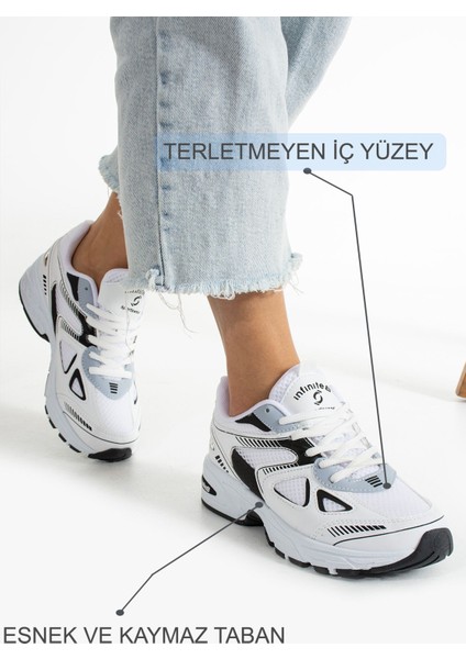 Kadın Beyaz Spor Ayakkabı Günlük Rahat Air Taban Sneaker N110