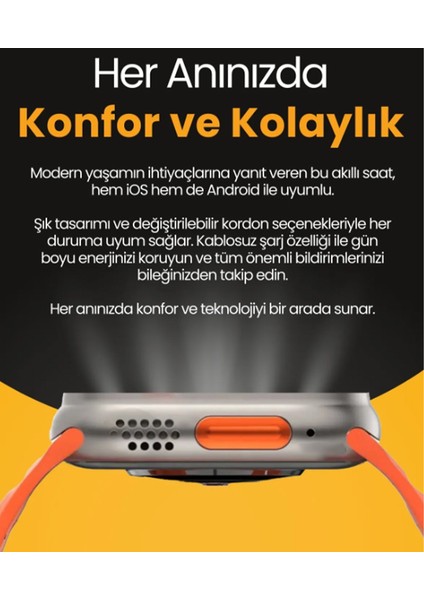 H27 Ultra 3 Akıllı Saat 2,19 Ekran Nfc Gps, Bluetooth Kulaklık ve 4 Kordon Hediyeli Kombinasyon Set