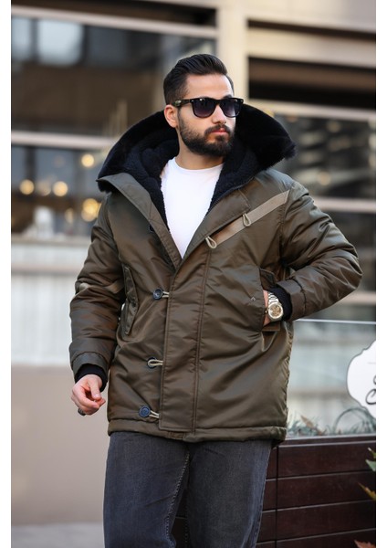 Erkek Kapüşon Kürklü Kışlık Uzun Mont modelleri