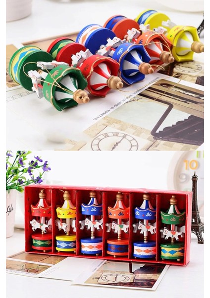 Yılbaşı Ahşap Atlı Karınca Ağaç Süsü 6'lı modelleri