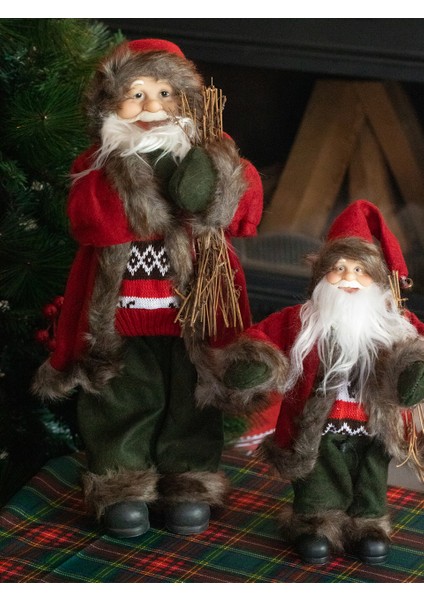Yılbaşı Dekor Süsü Dekoratif Çalılı Noel Baba 45 cm