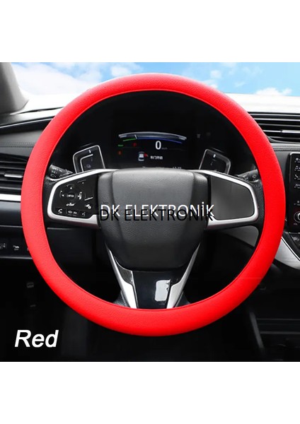 Araba Direksiyon Kılıfı Yumuşak Aşınmaya Dayanıklı Silikon Direksiyon Kılıfı/kırmızı/