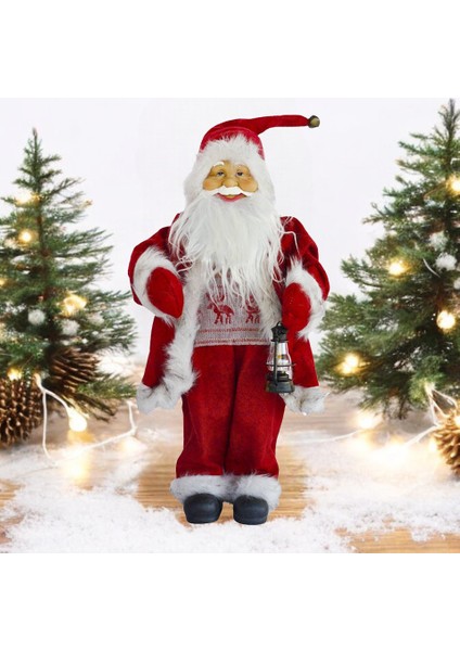 Yılbaşı Dekor Süsü Dekoratif Gaz Lambalı Noel Baba 35 cm