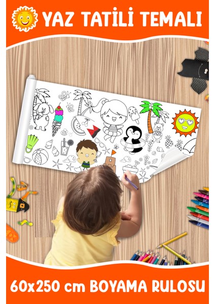 Yaz Mini Boy Boyama Kağıdı - Farm Kids Coloring Roll - Giant Painting Paper Roll For Kids