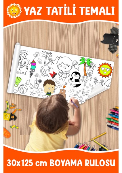 Yaz Dev Boy Boyama Kağıdı - Farm Kids Coloring Roll - Giant Painting Paper Roll For Kids