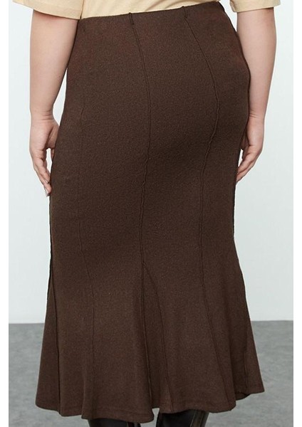 Modern Tarz Büyük Beden Astarsız Örme Maxi Boy Örme Etek modelleri