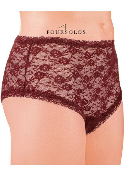 Dantelli Pamuklu Yüksek Bel Kadın Külot - Bordo fiyatları