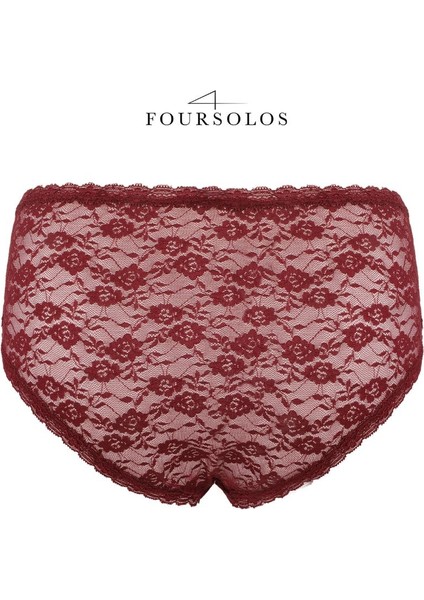 Dantelli Pamuklu Yüksek Bel Kadın Külot - Bordo modelleri