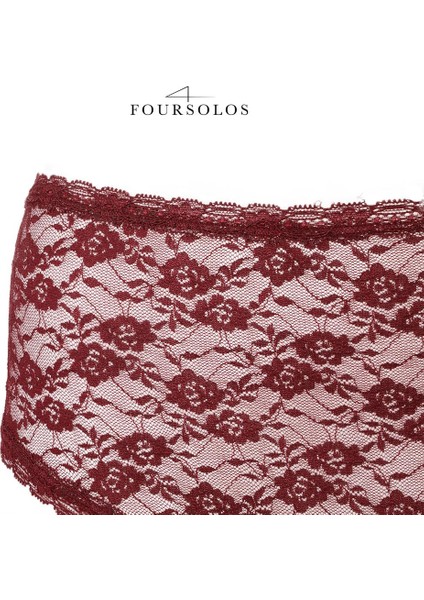 Dantelli Pamuklu Yüksek Bel Kadın Külot - Bordo fırsatları