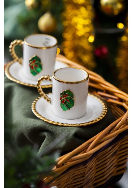 Dario 2 Kişilik Yeşil Hediye Kutu Kahve Fincanı Takımı - 90 ml