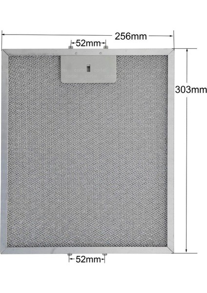 129730001 Davlumbaz Filtresi, 303×256 Mm, Metal Yağ Filtresi , ADV5160, CWB6410, P27RAV