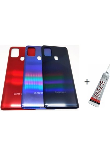 Samsung A21S A217 Arka Batarya Pil Kapağı Kırmızı (B7000 15 ml Yapıştırıcı)