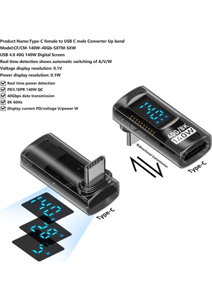 90° Type C To Type C 140W 40GBPS 8k Görüntü Aktarımı Hızlı Şarj Data Aktarımı Otgco