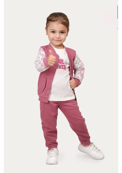 Kolej Yakalı Ceket Üçlü Pijama Kız Bebek Takımı