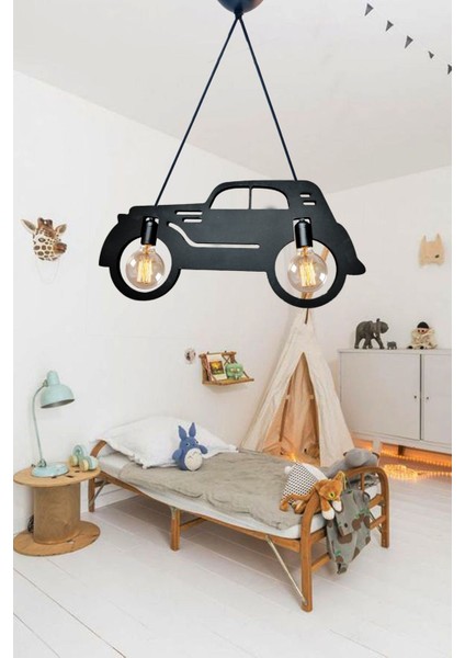 Modern siyah ahşap sarkıt avize, 2 başlıklı, 30x63 cm, retro ofis ve mekan aydınlatması