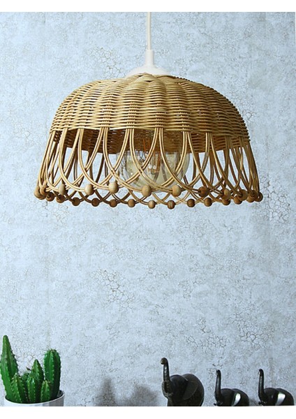 Bambu Rattan Hasır Sarkıt Avize, 35 cm çap ve 20 cm yükseklik, şık ve doğal tasarım fiyatları