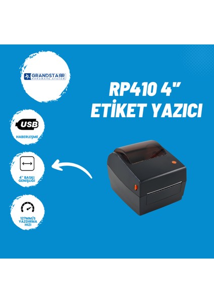 Grandstarr RP410 4'' Direkt Termal Barkod - Etiket Yazıcı - USB Haberleşmeli