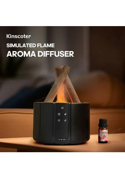 Alev Görünümlü Hava Nemlendirici Humidifier Işıklı Zaman Ayarlı Ultrasonik Kumandalı Aromaterapili fiyatları