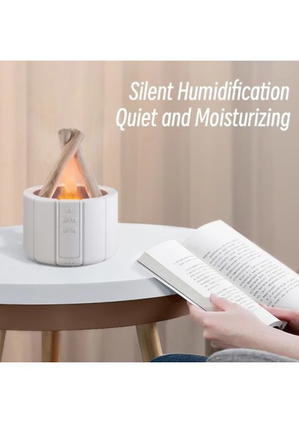 Alev Görünümlü Hava Nemlendirici Humidifier Işıklı Zaman Ayarlı Ultrasonik Kumandalı Aromaterapili