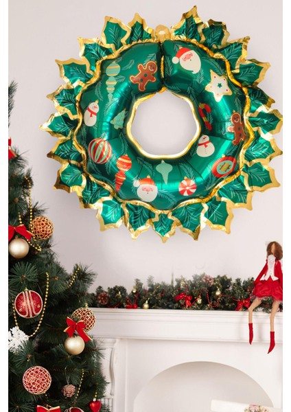 Yılbaşı Süsü Kapı Süsü Çelenk Folyo Balon 80-67 cm