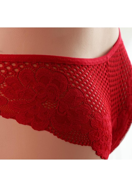 Dantelli Lazer Kesim Pamuklu Kadın Külot, Kırmızı fiyatları
