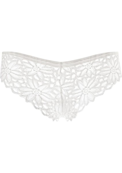 Dantelli Çiçekli Pamuklu Kadın Külot, Beyaz