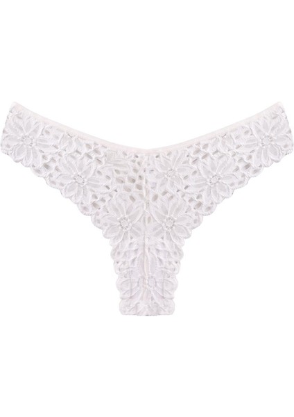 Dantelli Çiçekli Pamuklu Kadın Külot, Beyaz indirimleri