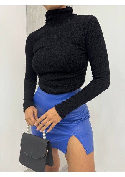 Lymens Fashion Likralı Yandan Büzgülü Triko Bluz