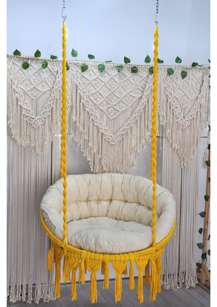Makrome Relax Salıncak ( Sarı ) Minderli fırsatları