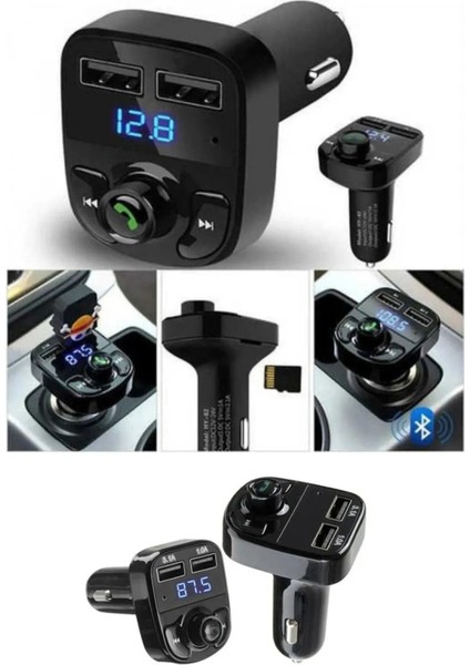 Araç Fm Transmitter Bluetooth 2 USB Port Mp3 Sd Kart Çakmaklık Girişli Araç Müzik Çalar Kiti