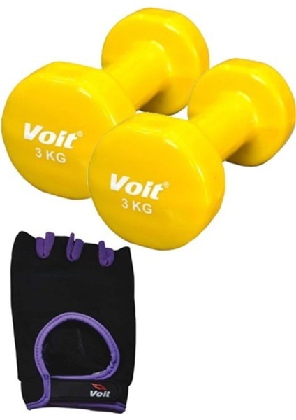 Tekno Trust DB107 3kg Sarı Dumbell 2 Adet +1731 Ağırlık Eldiveni Mor