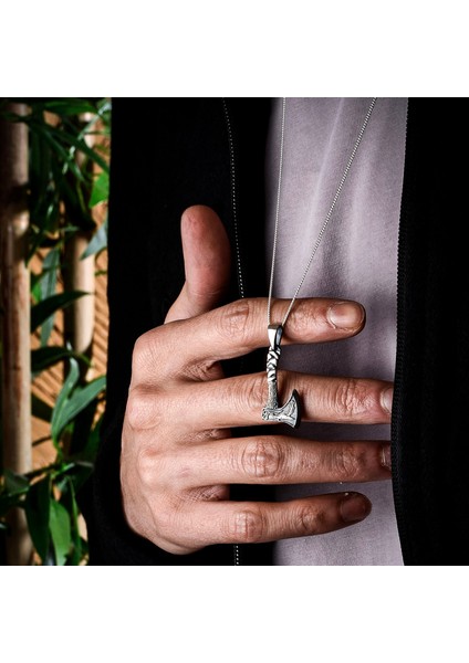 Gümüş Balta Kolye 925 Ayar Gümüş Viking Baltası Mat Erkek Kolye fiyatları