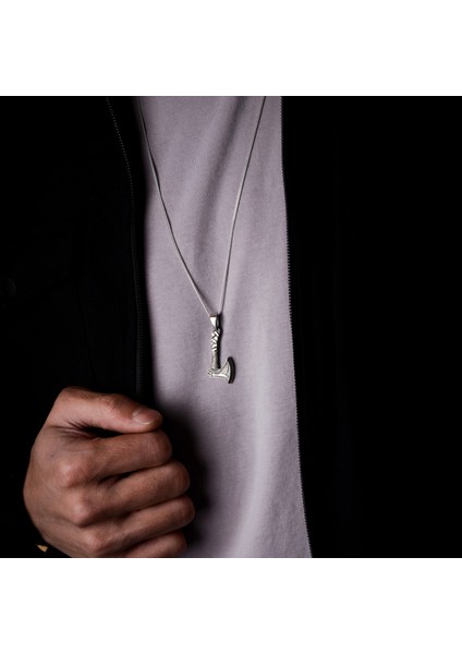 Gümüş Balta Kolye 925 Ayar Gümüş Viking Baltası Mat Erkek Kolye modelleri