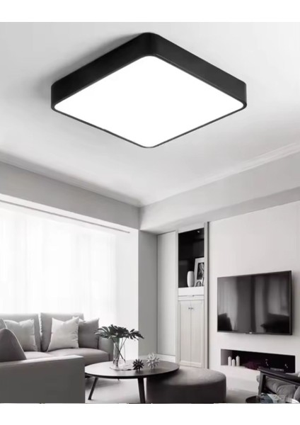 Antrasit Kare Led Armatür 30x30cm, 6500K Beyaz Işık, Metal Materyal