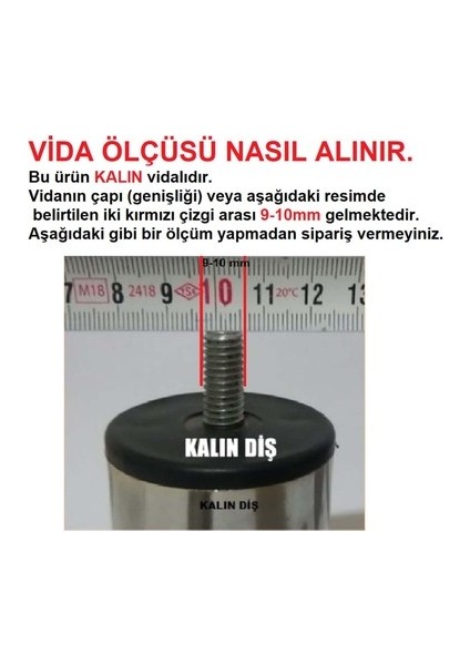 4 Adet Baza Ayağı Metal Krom M10 Kalın Vidalı 10 cm