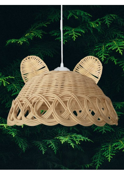 Tekno Trust Çocuk Odası Kulaklı Avize Bohem Rattan Bambu Hasır Avize 30 cm