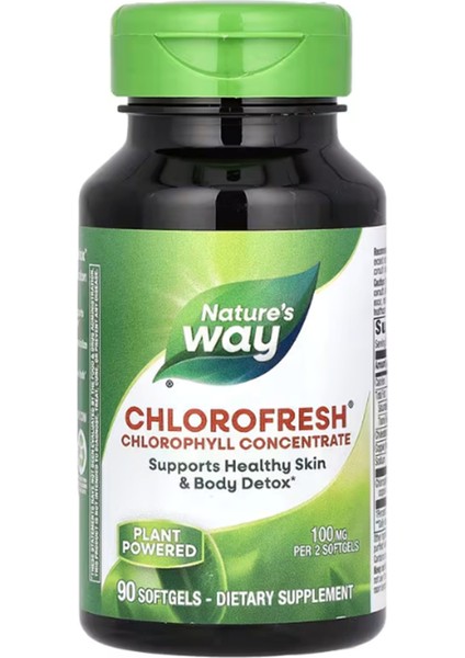 Nature's Way, Chlorofresh, Chlorophyll Concentrate, 100 Mg, 90 Softgels (50 Mg Per Softgel)