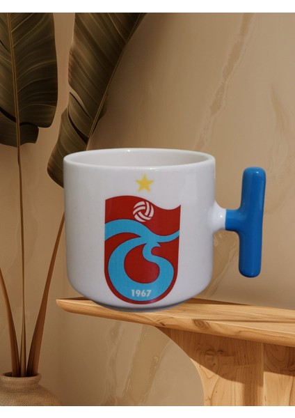 "trabzonspor"çift Taraf Baskılı Seramik T Kupa Bardak (Mavi Kulp)