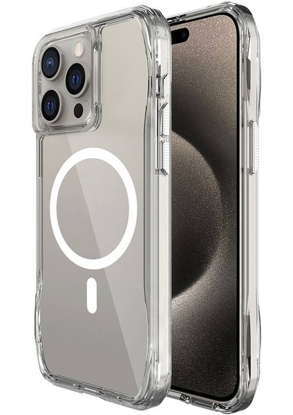 Apple iPhone 15 Pro - Kılıf Kapak Magsafe Şarj Özellikli Airbagli Şeffaf Incek Kapak