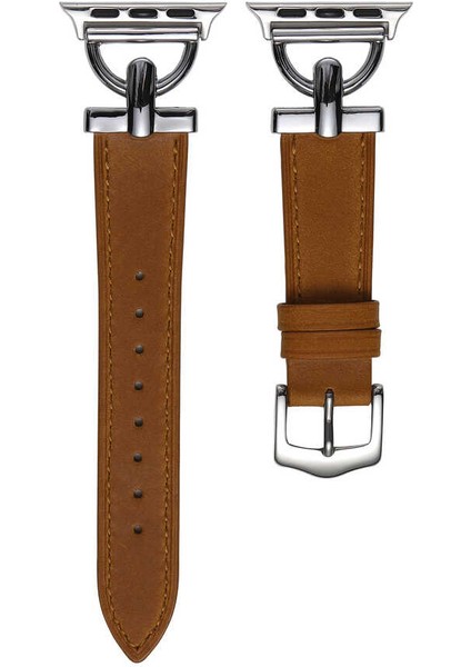 Apple Watch 3/4/5/6/7/se/8/9/10/ultra-Ultra 2 Seri 42-44-45-46-49MM Krd-53 Yarım Halka ve Deri Gövdeli Kordon modelleri
