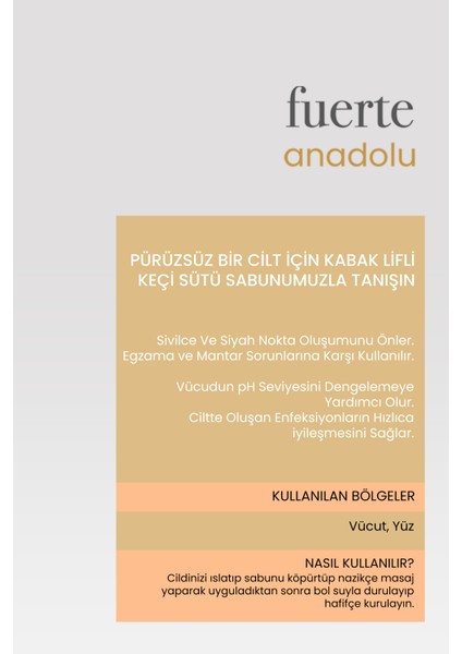 Fuerte Anadolu Kabak Lifli Keçi Sütü Sabun - Siyah Nokta, , Cilt Beyazlatma