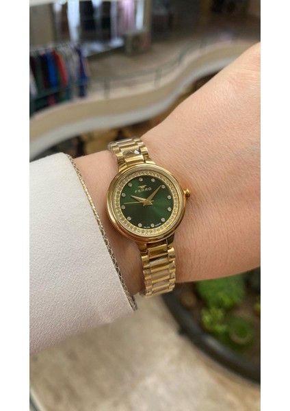 Quartz Çelik Altın Rengi Yeşil Kadran 28 mm Kadın Kol Saati fiyatları
