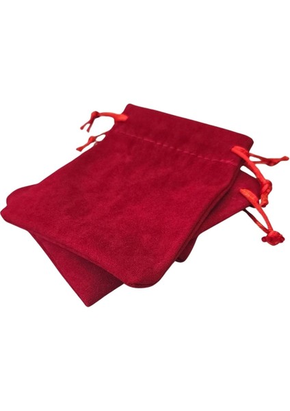 Süet & Kadife Duble Kese Kırmızı 25 Adet 9X12 cm Takı, Altın Kesesi (Ipli & Büzgülü) modelleri