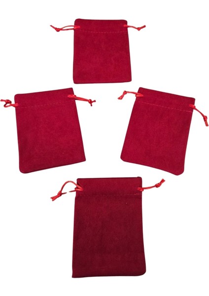 Süet & Kadife Duble Kese Kırmızı 25 Adet 9X12 cm Takı, Altın Kesesi (Ipli & Büzgülü) indirimleri