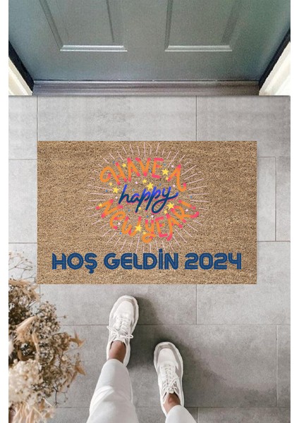 Yeni Yıl Konsepti Dijital Baskı PY-175111127 Kapı Önü Paspası