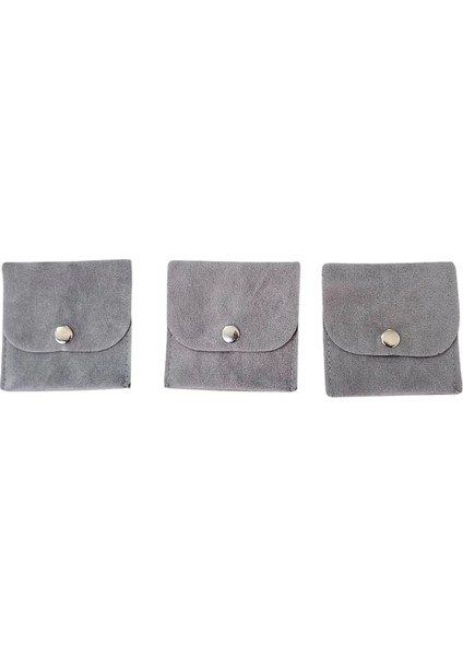 Kadife (Süet) Zarf Kese Gri 25 Adet 7x7 cm Boy Takı, Altın Kesesi (Çıtçıtlı)